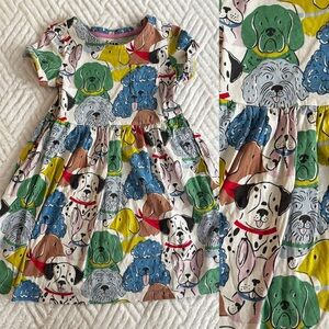Mini Boden Short Sleeved Fun Jersey Dress - multicolor dog print, size 6-7 years